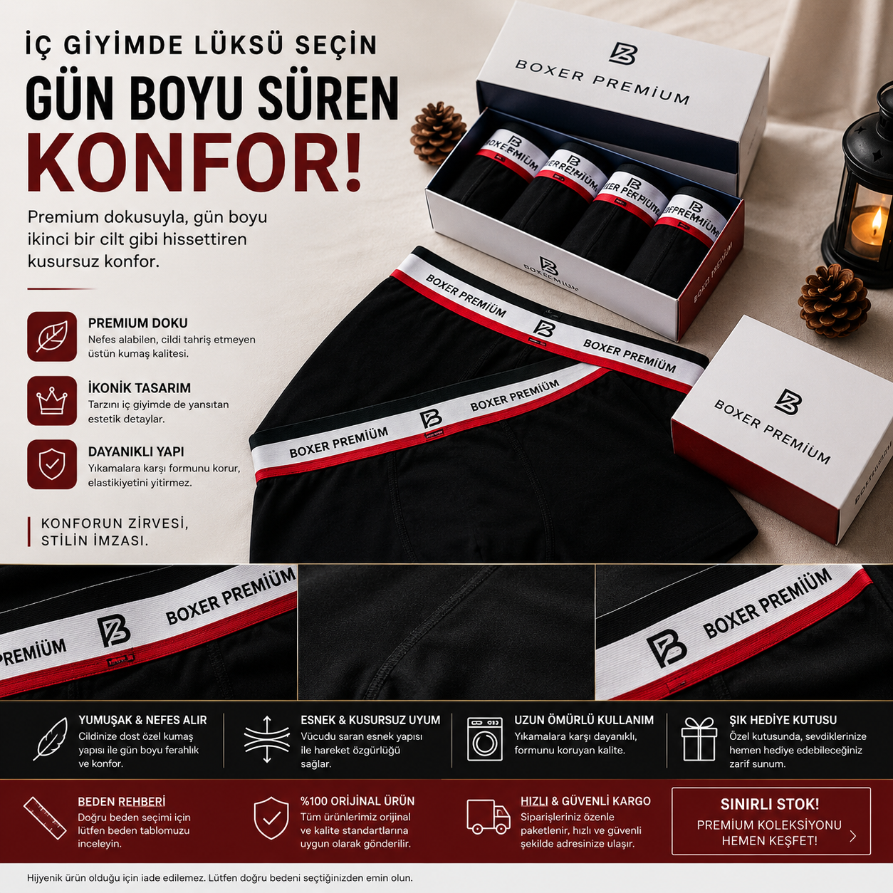 Boxer Premium - yeşil seri kutu ve ürün detayı