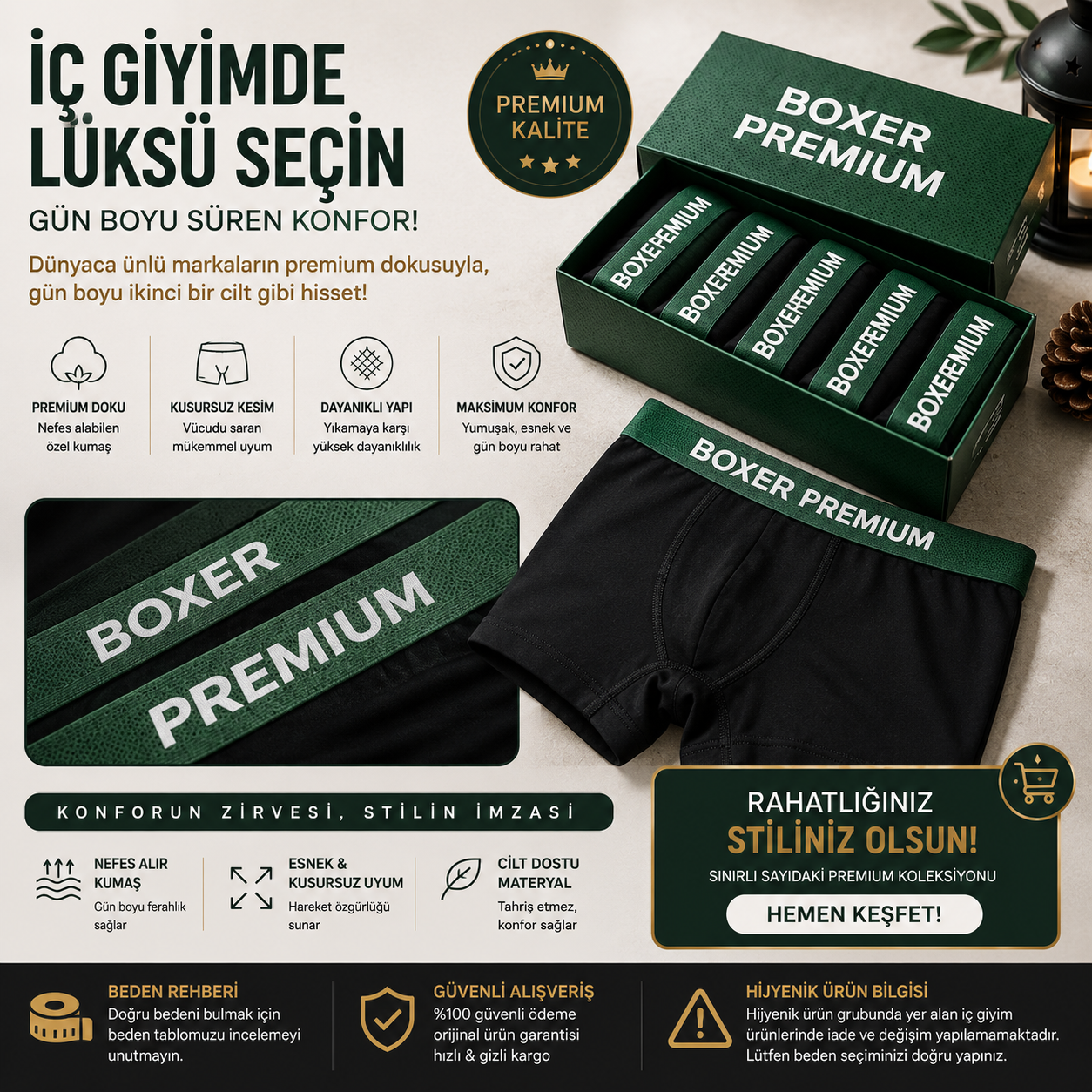 Boxer Premium - beyaz kutu ve ürün detayı